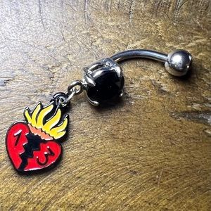 Tattoo inspired heart belly ring